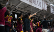 The Cardinal Hayes bench celebrates after a made 3-point shot during the Catholic High Sch...