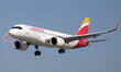 An Iberia Airbus A320-251N lands at Barcelona-El Prat Airport in Barcelona, Spain, on Febr...