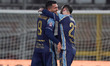 Daniele Montevago of AC Perugia Calcio celebrates the 1-0 goal with teammate Riccardo Ladi...