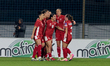 Maria Farrugia of Malta reacts in celebration with her teammates after scoring the 1-2 goa...