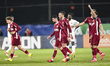 Players of CFR Cluj celebrate during the Romania Superliga match between CFR Cluj and Dina...