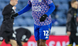 Dujuan Richards of Leicester City warms up during the Sky Bet Championship match between L...