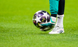 Official match balls are present during the UEFA Champions League 2025/26 Round of 16 Firs...