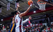 Jaiden Glover-Toscano (11) of the St. Joseph's Hawks goes up for a layup during an NCAA me...