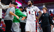 ANTHONY FINKLEY (5) of the St. Joseph's Hawks exits the court after an NCAA men's basketba...