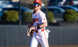 JOEY ERACE (9) of the Rutgers Scarlet Knights exits the field during an NCAA baseball game...