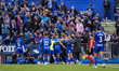 Players of Getafe CF (from left to right) Luis Milla, Domingos Duarte, Zaid Romero, and Ju...