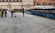 King Frederik X of Denmark gives a speech at the Rosenborg Barracks in Copenhagen, Denmark...