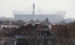 The Kazimierz Gorski National Stadium is seen on the street in Warsaw, Poland, on March 3,...