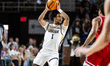 Nasir Whitlock of the Lehigh Mountain Hawks looks to pass during the 2026 Patriot League M...