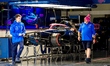 Mechanics work on the car of Formula 1 driver Pierre Gasly of BWT Alpine F1 Team during th...