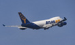 Atlas Air Boeing 747 Freighter aircraft spotted departing from Eindhoven airport and milit...