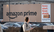 A large Amazon Prime advertiesement billboard is seen in Warsaw, Poland on 11 March, 2026....