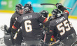 Germany's para ice hockey team celebrates after winning over Slovakia in the Para Ice Hock...