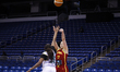 Megan Gustafson #17 plays during the game at the 2026 FIBA World Cup Qualifying Tournament...