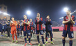 Bologna players applaud the fans following the final whistle at the end of the Bologna FC...