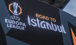 The UEFA Europa League logo is present at the Bologna FC vs AS Roma, Europa League 2025-26...