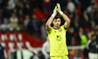 Emiliano Martinez of Aston Villa greets the supporters after the UEFA Europa League round...