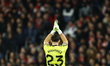 Emiliano Martinez of Aston Villa participates in the UEFA Europa League round of 16 first...