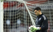 Emiliano Martinez of Aston Villa stands ahead of the UEFA Europa League round of 16 first...
