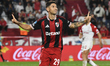 Gonzalo Montiel of River Plate celebrates a goal during the match between Huracan and Rive...