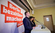 Maximilian Schirmer, Elif Eralp, and Kerstin Wolter present the Left Party's election prog...