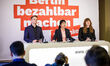 Maximilian Schirmer, Elif Eralp, and Kerstin Wolter present the Left Party's election prog...