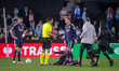 Endrick of Lyon is on the pitch with an injury during the UEFA Europa League 2025/26 Round...
