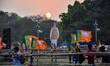 A cutout of Prime Minister Narendra Modi is seen ahead of his political rally in Kolkata,...