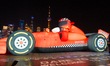 Two sets of large inflatable rubber F1 racers appear at North Bund ahead of the upcoming C...