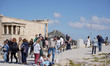 Tourists visit the Parthenon in Athens, Greece, on March 13, 2026. 