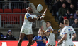 Maika Sivo of Leeds Rhinos collects the high ball during the Premier League match between...