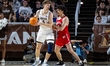 EDOUARD BENOIT (5) of the Lehigh Mountain Hawks possesses the ball while CHANCE GLADDEN (2...