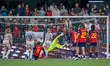 Claudia Pina of Spain scores against Cecilia Runarsdottir of Iceland during the 2027 FIFA...