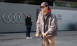 Audi Revolut F1 Team driver #5 Gabriel Bortoleto (BRA) rides a scooter in the paddock duri...