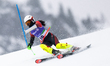 Mengqiu Zhang (CHN) competes in the Women's Para Alpine Skiing Slalom on day eight of the...
