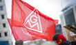 Demonstrators from IG Metall participate in the demonstration - No Place for Right-Wing Ag...