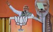 Prime Minister Narendra Modi addresses the crowd during a political meeting of the Bharati...