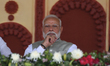 India's Prime Minister Narendra Modi attends a major political rally marking the final leg...