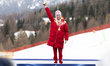 Varvara Voronchikhina of Russia reacts on the podium in Cortina d'Ampezzo, Italy, on March...