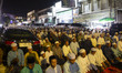 Muslim worshippers attend Tarawih night prayers on the 21st night of the holy fasting mont...