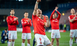 Angel Rodado celebrates victory in the game between Wisla Krakow and Miedz Legnica in Krak...