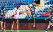 Roman Sharpa makes a catch during the BetFred Super League match between Huddersfield Gian...
