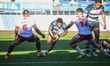 Keiran Rush breaks through the Hull Kingston Rovers defense during the BetFred Super Leagu...