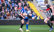 Oldham Athletic's Calum Kavanagh competes for possession during the Sky Bet League 2 match...