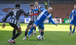 Oldham Athletic's Joe Garner battles for possession during the Sky Bet League 2 match betw...
