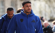 James Justin of Leeds United arrives at the stadium ahead of the Premier League match betw...