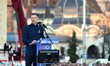 Peter Magyar, a prime ministerial candidate of Hungary, speaks during a rally of the Tisza...