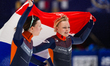 Xandra Velzeboer of the Netherlands and Selma Poutsma of the Netherlands celebrate after c...