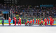 The China para ice hockey team celebrates after winning the bronze medal in the Para Ice H...